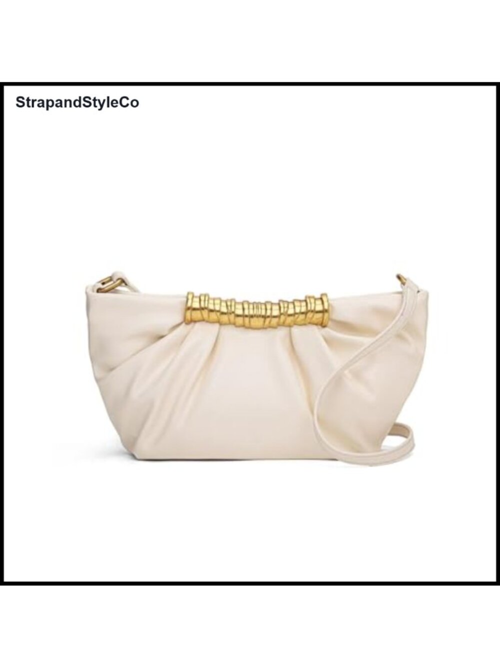 Ruched Clutch Purse Vegan Leather Crossbody Adjustable Strap